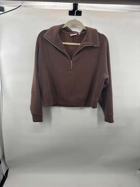 LSKD Half Zip Hoodie Size S Brown Fleece Pullover